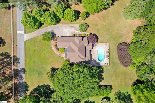 aerial view of a pool