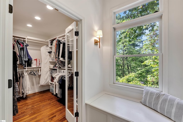spacious closet featuring wood finished floors