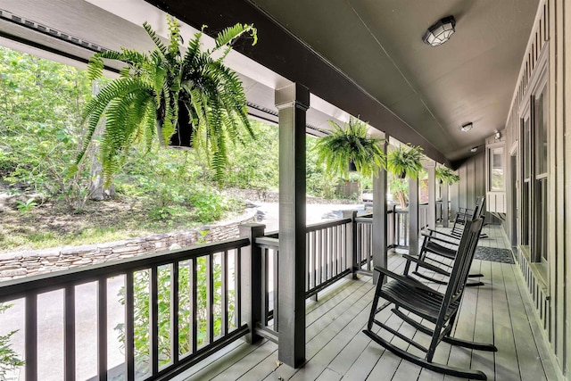 deck with covered porch