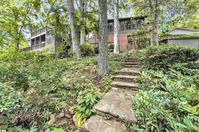 view of yard with stairway