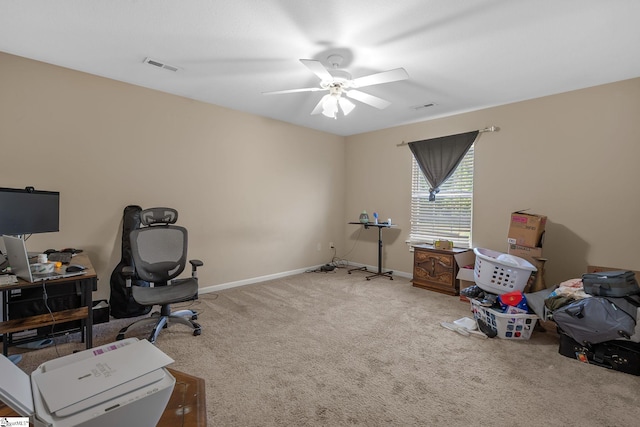 113 Glastonbury Dr, Greer, SC 29651 - home office with carpet flooring, a ceiling fan, and baseboards