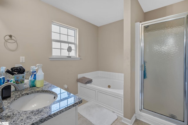 113 Glastonbury Dr, Greer, SC 29651 - full bathroom featuring a bath, a stall shower, and vanity