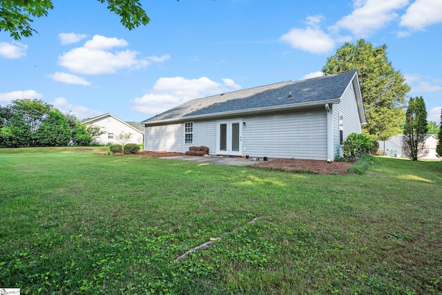 113 Glastonbury Dr, Greer, SC 29651 - back of house with french doors, a yard, a patio, and a shingled roof
