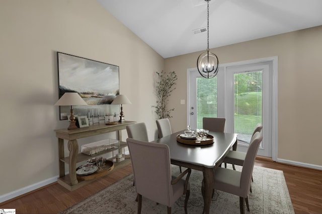 113 Glastonbury Dr, Greer, SC 29651 - dining room featuring wood finished floors, a chandelier, and baseboards