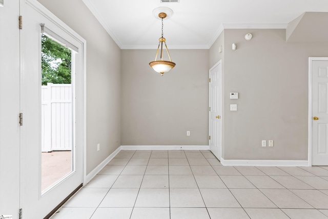 46 Ridgestone Cir, Mauldin, SC 29662 - unfurnished room featuring crown molding, light tile patterned floors, baseboards, and a smoke detector