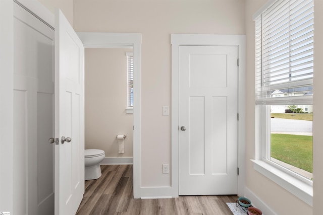 201 Rosecroft Dr, Easley, SC 29642 - bathroom with toilet, wood finished floors, and baseboards