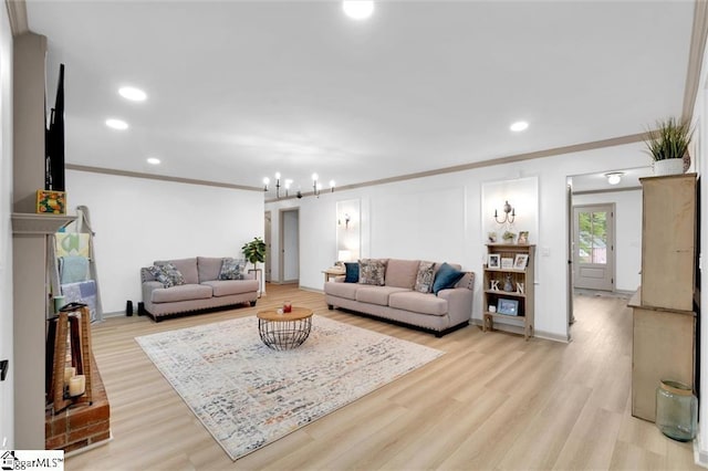 118 Briar Patch Rd, Anderson, SC 29621 - living room with crown molding, light wood-style floors, recessed lighting, and baseboards