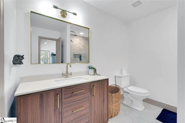 118 Briar Patch Rd, Anderson, SC 29621 - bathroom with toilet, vanity, tile patterned flooring, and a shower