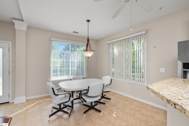 325 Waterton Way, Simpsonville, SC 29680 - dining area with light tile patterned floors, baseboards, and a ceiling fan