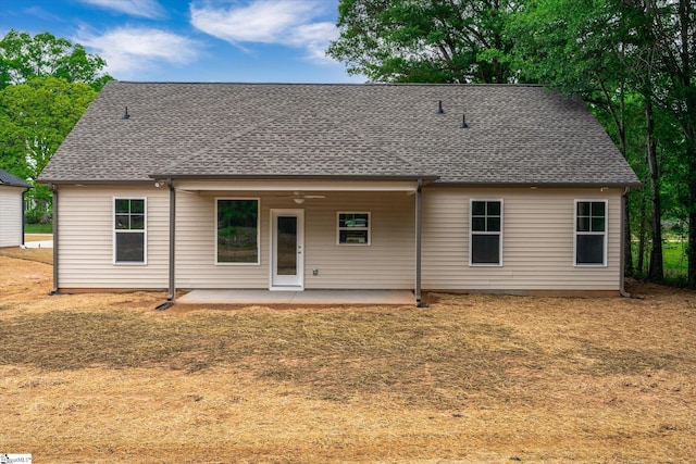 107A W Stewart St, Pelzer, SC 29669 - rear view of house with a patio area, roof with shingles, and ceiling fan