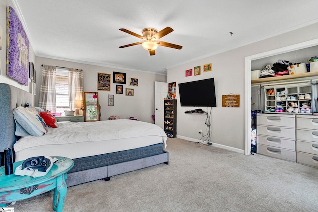 103 Mississippi Dr, Clinton, SC 29325 - carpeted bedroom featuring ornamental molding, a ceiling fan, and baseboards