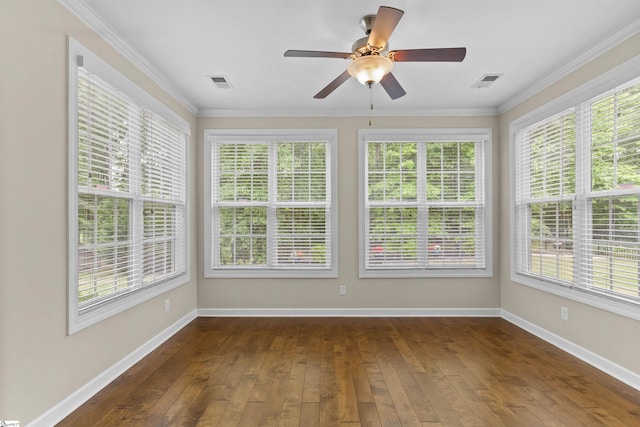 101 Belgian Blue Way, Fountain Inn, SC 29644 - unfurnished sunroom with hardwood / wood-style floors, plenty of natural light, baseboards, and crown molding