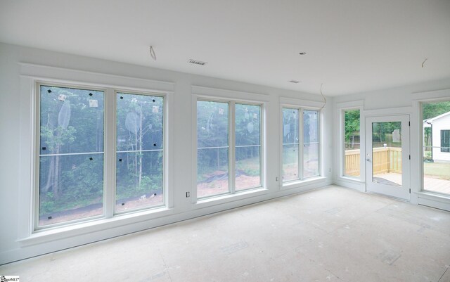 view of unfurnished sunroom