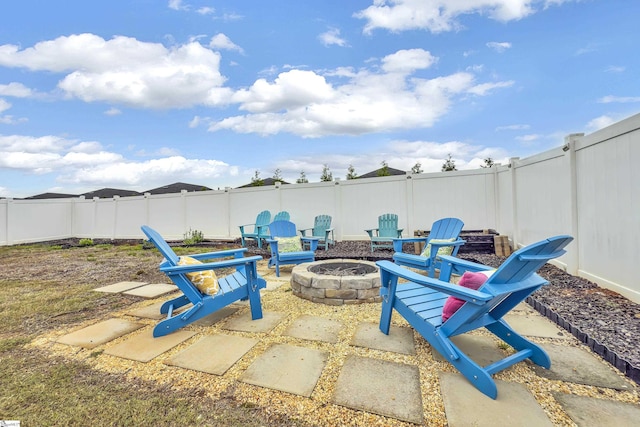 110 Strongridge Trl, Simpsonville, SC 29681 - view of patio featuring an outdoor fire pit and a fenced backyard