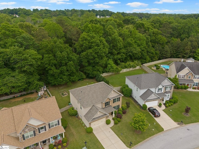 bird's eye view of a heavily wooded area