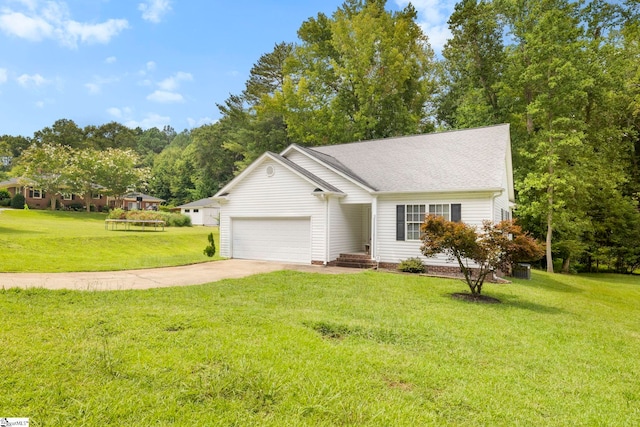 111 Woodvale Ave, Fountain Inn, SC 29644 - view of front of home featuring a garage, driveway, a front lawn, and roof with shingles