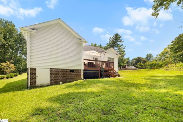 111 Woodvale Ave, Fountain Inn, SC 29644 - view of home's exterior featuring crawl space, a deck, and a lawn