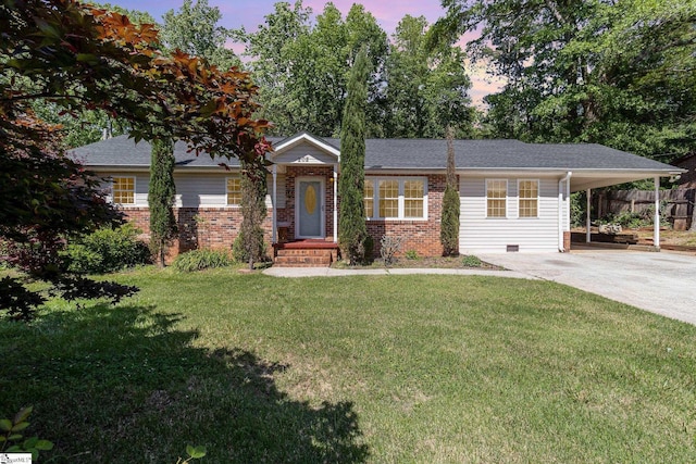 202 Forest Dr, Liberty, SC 29657 - view of front of property with concrete driveway, brick siding, and an attached carport