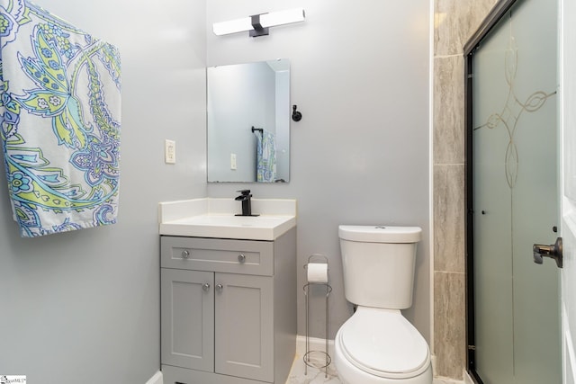 202 Forest Dr, Liberty, SC 29657 - full bathroom featuring baseboards, vanity, toilet, and a shower