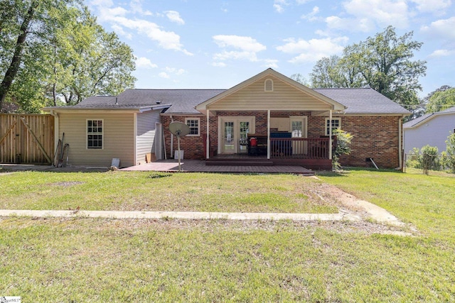 202 Forest Dr, Liberty, SC 29657 - back of house with a deck, brick siding, french doors, and a gate