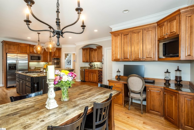 5 Marlis Ct, Greer, SC 29650 - dining room featuring crown molding, recessed lighting, and light wood-type flooring