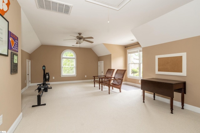 5 Marlis Ct, Greer, SC 29650 - living area with attic access, baseboards, light colored carpet, and vaulted ceiling