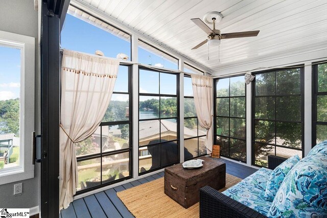 1230 Melton Rd Unit # 16, West Union, SC 29696 - sunroom / solarium with a ceiling fan, healthy amount of natural light, wood finished floors, and wooden ceiling