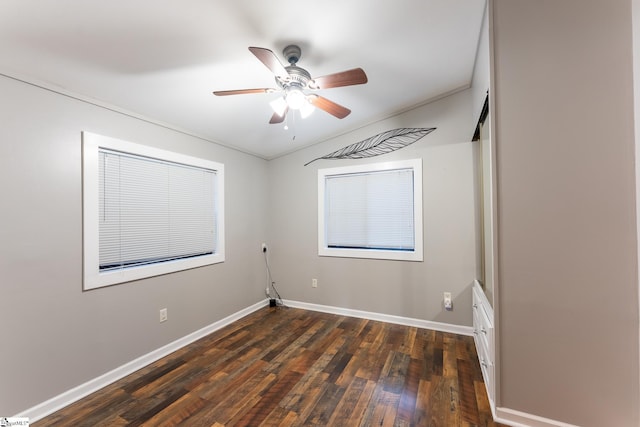 1230 Melton Rd Unit # 16, West Union, SC 29696 - unfurnished room with dark wood-type flooring, baseboards, and a ceiling fan