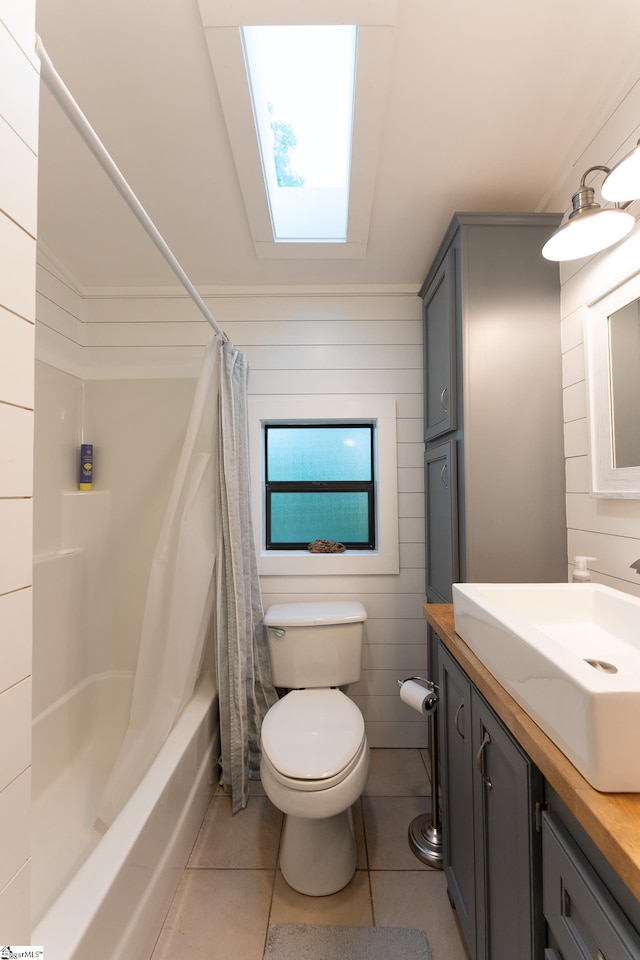 1230 Melton Rd Unit # 16, West Union, SC 29696 - full bath featuring vanity, toilet, shower / bath combo, tile patterned floors, and a skylight