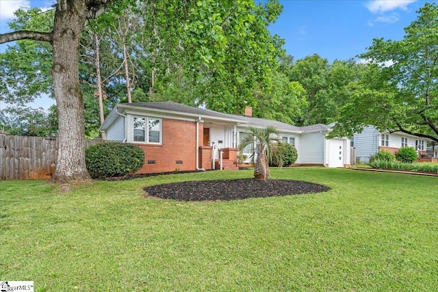 222 Woodview Ave, Spartanburg, SC 29306 - view of front of house with crawl space, brick siding, and a chimney