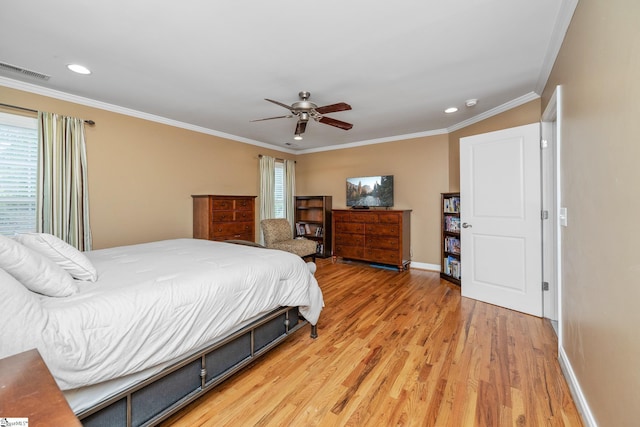 426 Isaqueena Dr, Greer, SC 29651 - bedroom with light wood-type flooring, multiple windows, baseboards, ornamental molding, and recessed lighting