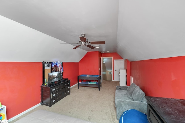 426 Isaqueena Dr, Greer, SC 29651 - bedroom with carpet floors, lofted ceiling, baseboards, and a ceiling fan