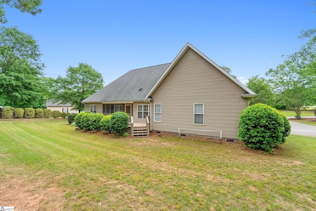 426 Isaqueena Dr, Greer, SC 29651 - back of property featuring crawl space and a lawn
