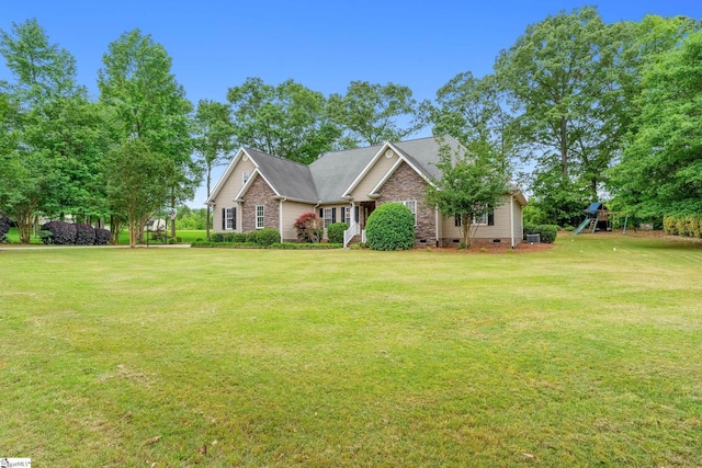 426 Isaqueena Dr, Greer, SC 29651 - view of front of property featuring crawl space, a front lawn, and a playground