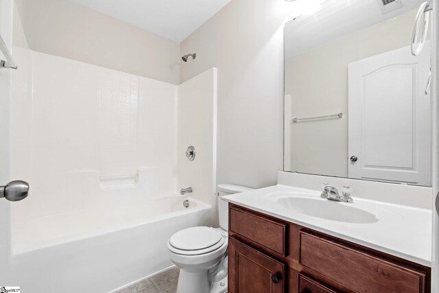 11 Penrith Ct, Simpsonville, SC 29681 - bathroom with toilet, vanity, shower / bath combination, and tile patterned flooring