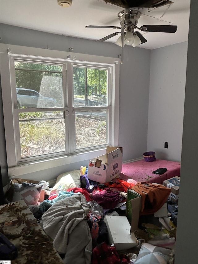 miscellaneous room featuring ceiling fan