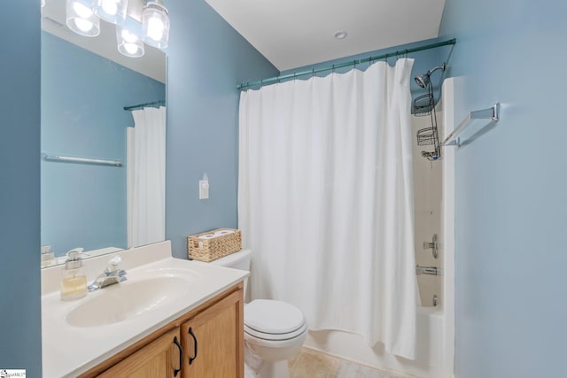 135 Bathurst Ln, Simpsonville, SC 29681 - bathroom featuring toilet, vanity, shower / tub combo with curtain, and tile patterned flooring