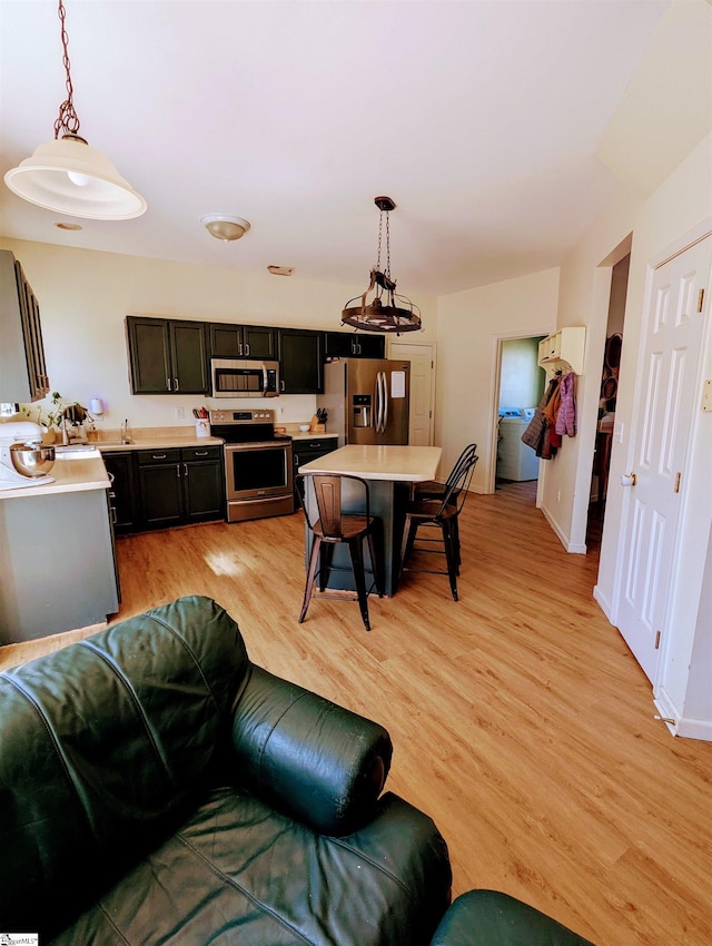 living room with light wood-type flooring