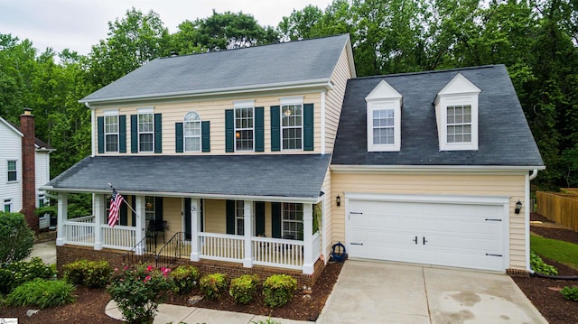 26 Willow Oak Ct, Simpsonville, SC 29681 - view of front of house featuring covered porch, driveway, a garage, and roof with shingles