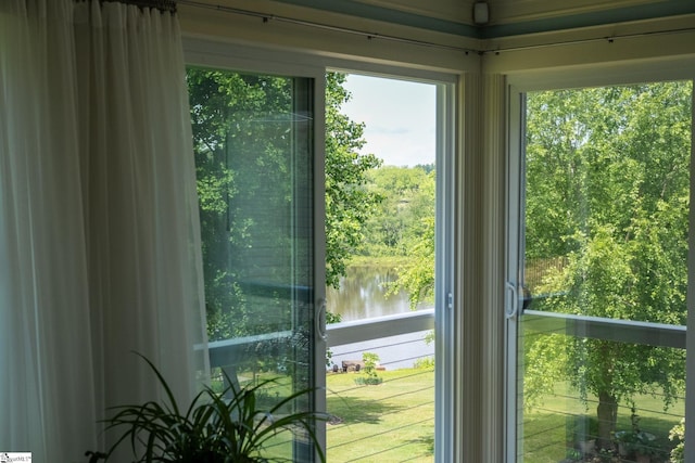 155 Mountain Lake Dr, Piedmont, SC 29673 - doorway to outside with a water view and plenty of natural light