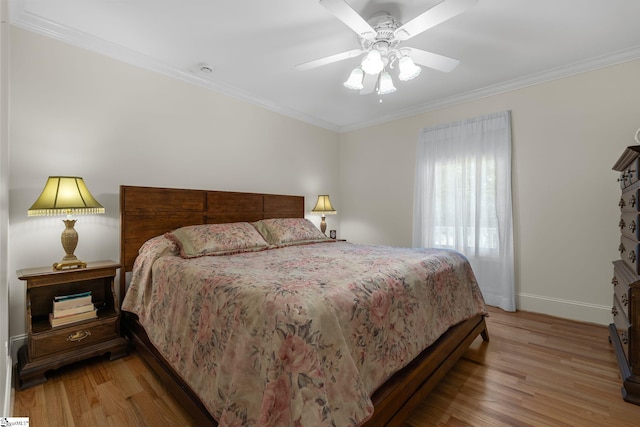 155 Mountain Lake Dr, Piedmont, SC 29673 - bedroom featuring light wood finished floors, ornamental molding, baseboards, and ceiling fan