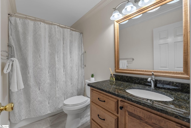 155 Mountain Lake Dr, Piedmont, SC 29673 - full bathroom with toilet, vanity, crown molding, tile patterned floors, and curtained shower