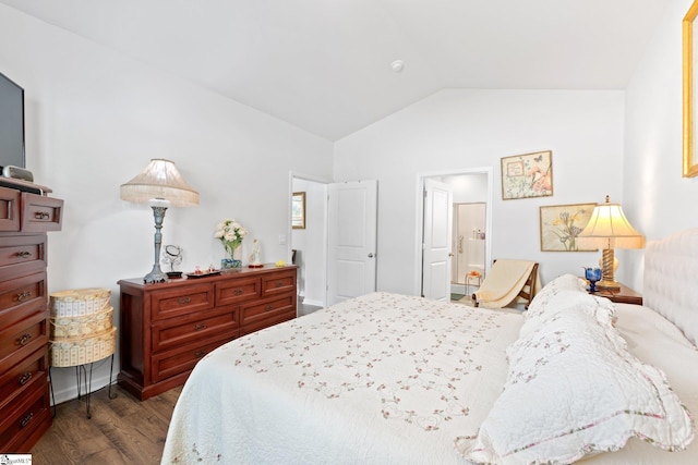 51 Oak Edge Ln, Greer, SC 29651 - bedroom featuring vaulted ceiling and dark wood-style flooring
