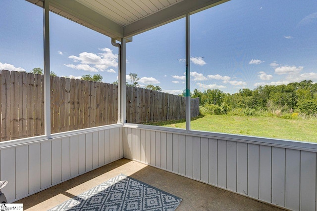 view of unfurnished sunroom