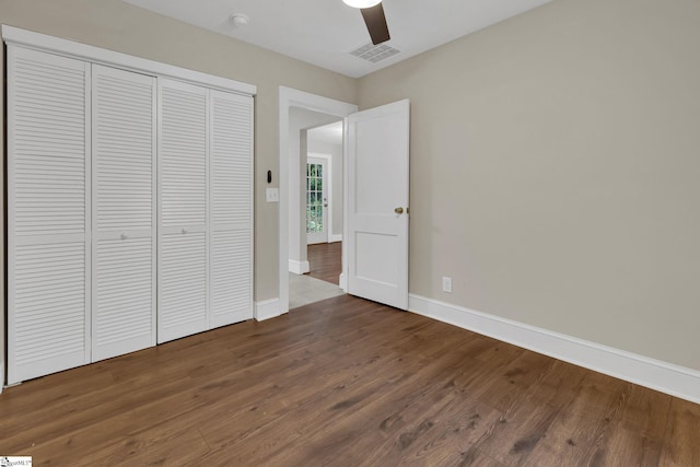 14 Dixie Ave, Greenville, SC 29607 - unfurnished bedroom with wood finished floors, a closet, and ceiling fan