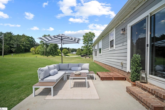view of patio / terrace with an outdoor living space