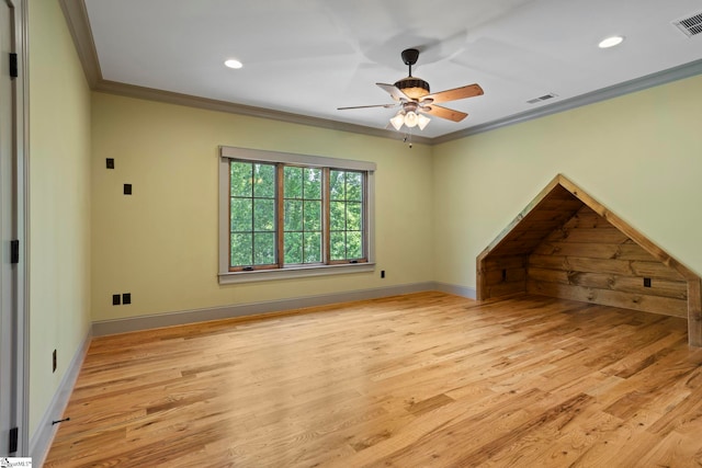 160 Mountain Brook Trl, Greenville, SC 29609 - unfurnished room featuring ornamental molding, light wood finished floors, ceiling fan, recessed lighting, and baseboards
