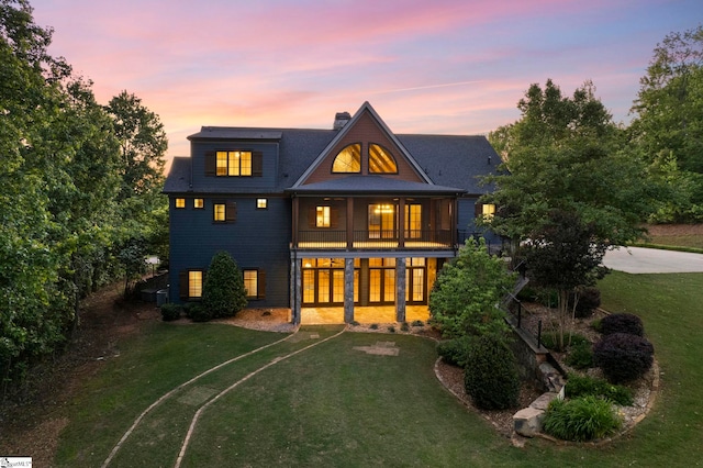 160 Mountain Brook Trl, Greenville, SC 29609 - back of property featuring a lawn and a chimney