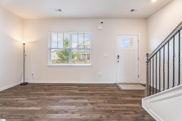 737 Rockhurst Way, Woodruff, SC 29388 - foyer entrance with wood finished floors, stairway, and baseboards