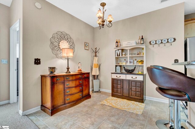 5 Laurelcrest Ln, Travelers Rest, SC 29690 - dining room with a chandelier, baseboards, and light tile patterned floors